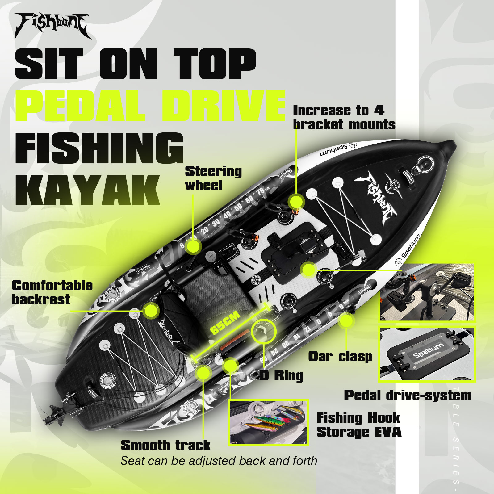 Spatium Pedal Kayak Inflatable - огляд і ціна Fishing Kayak Pedal Drive